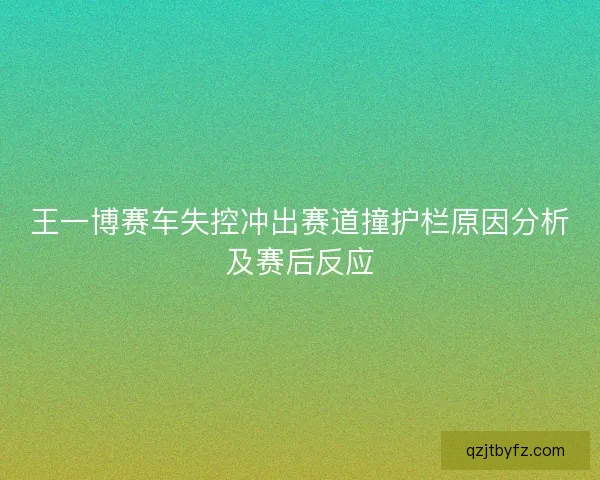 王一博赛车失控冲出赛道撞护栏原因分析及赛后反应